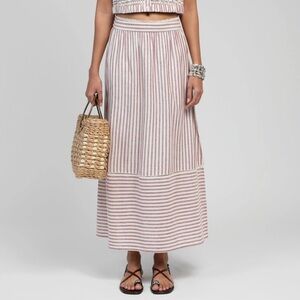 Striped Pink and Cream Maxi Skirt